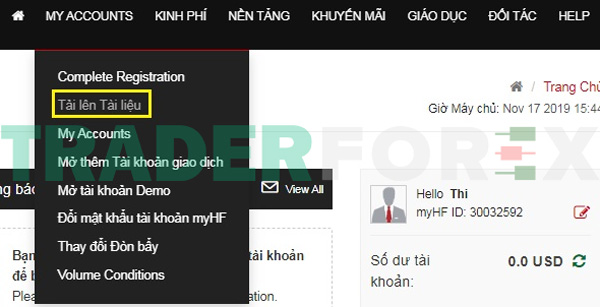 Chọn mục Tải Tài Liệu Lên