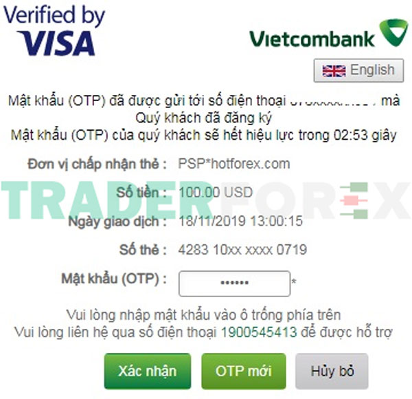 Nhấn nút Xác Nhận để hoàn tất giao dịch